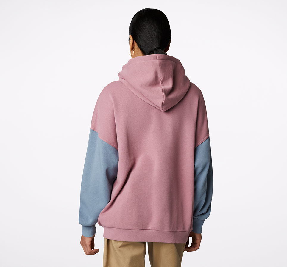 Oversized Color-Blocked Pullover Hoodie
