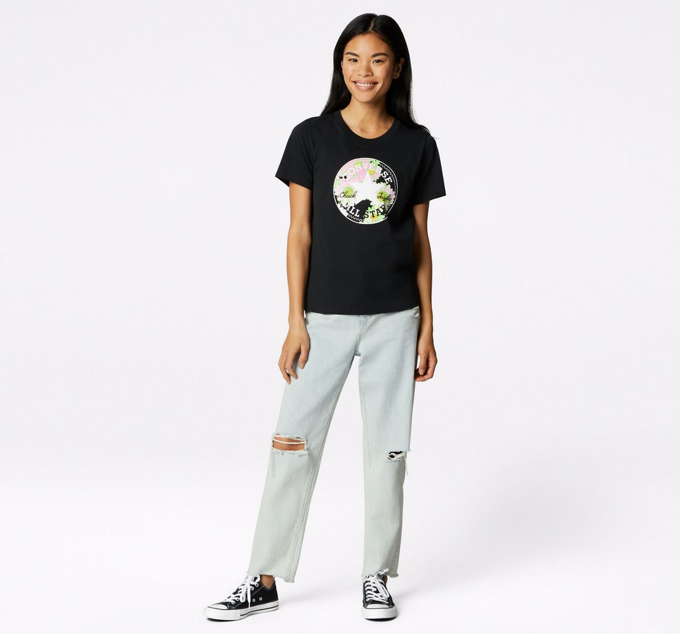 Floral Print Patch T-Shirt
