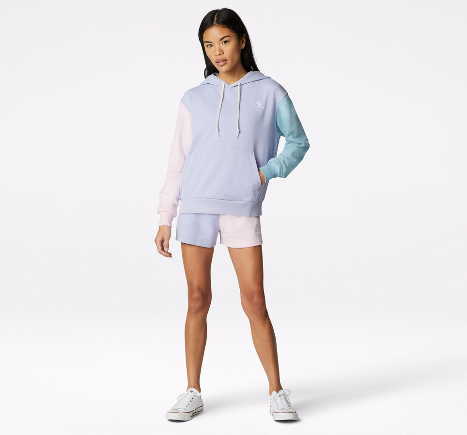 Colorblocked French Terry Pullover Hoodie