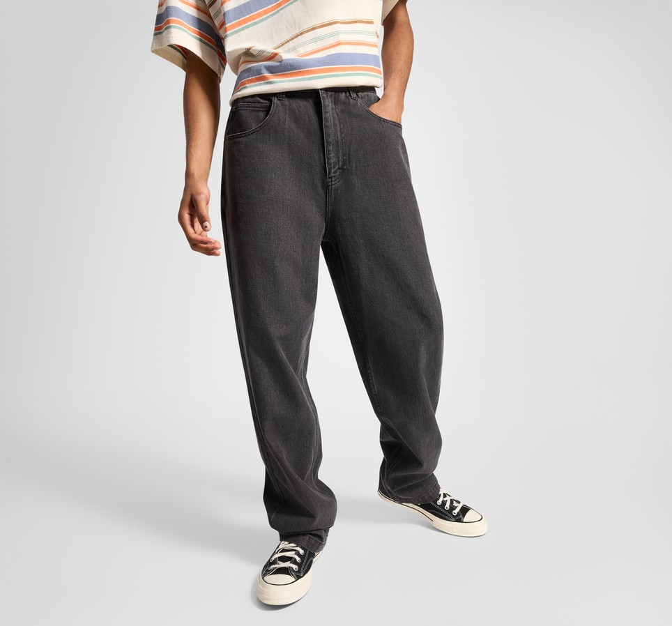 Open Hem Baggy Denim Pants