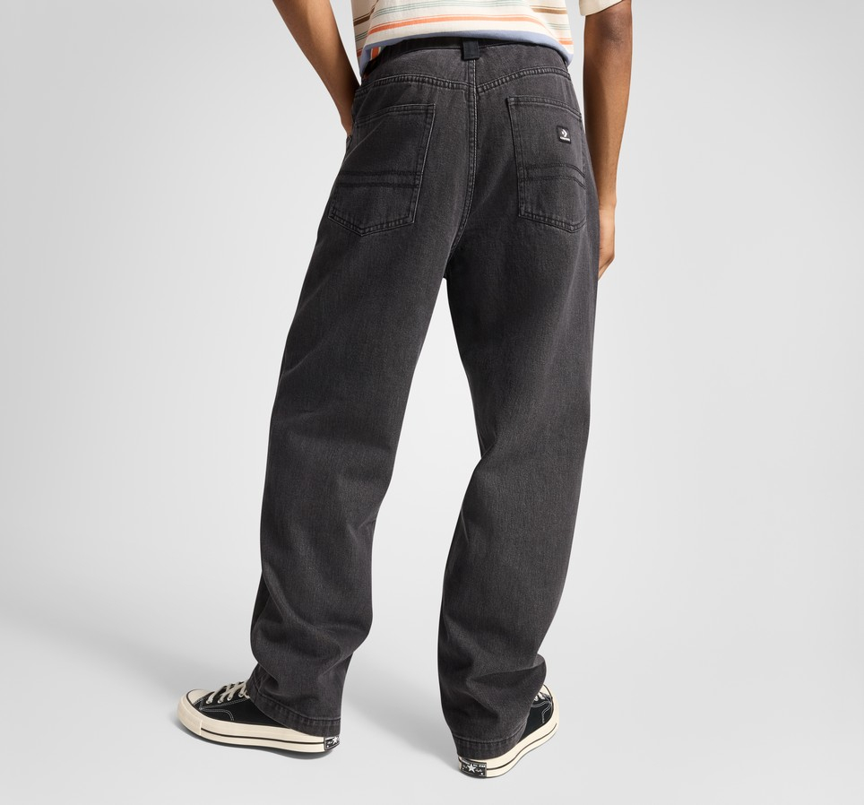 Open Hem Baggy Denim Pants