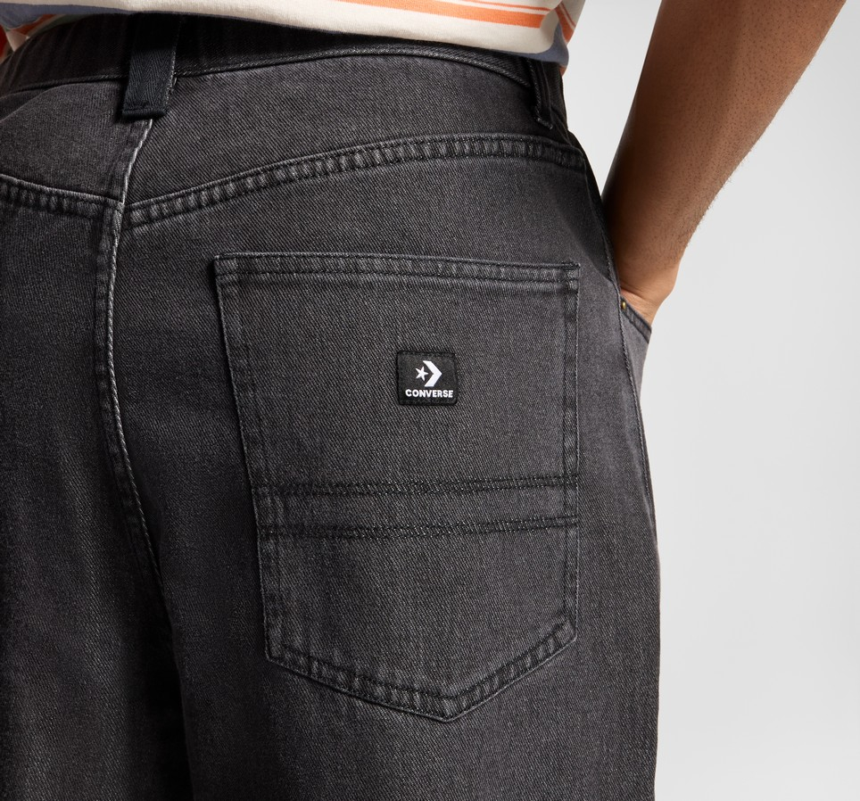 Open Hem Baggy Denim Pants