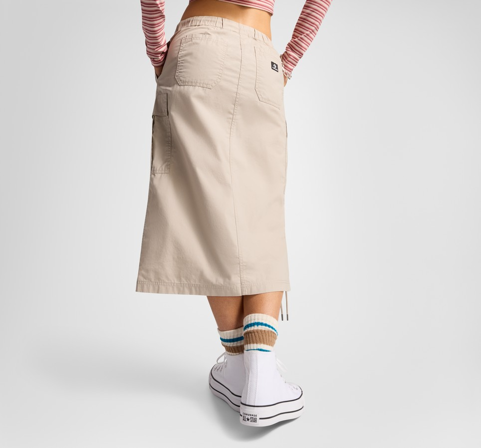 Long Woven Cargo Skirt