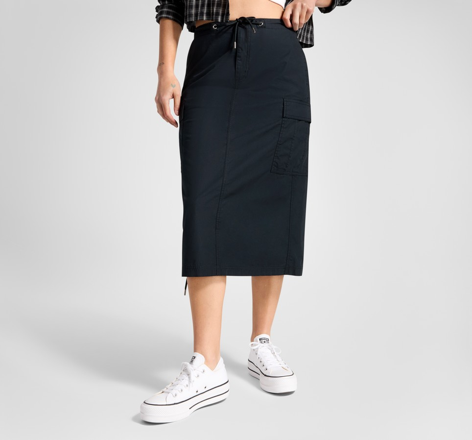 Long Woven Cargo Skirt