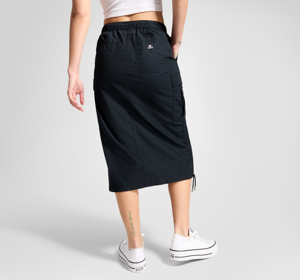 Long Woven Cargo Skirt