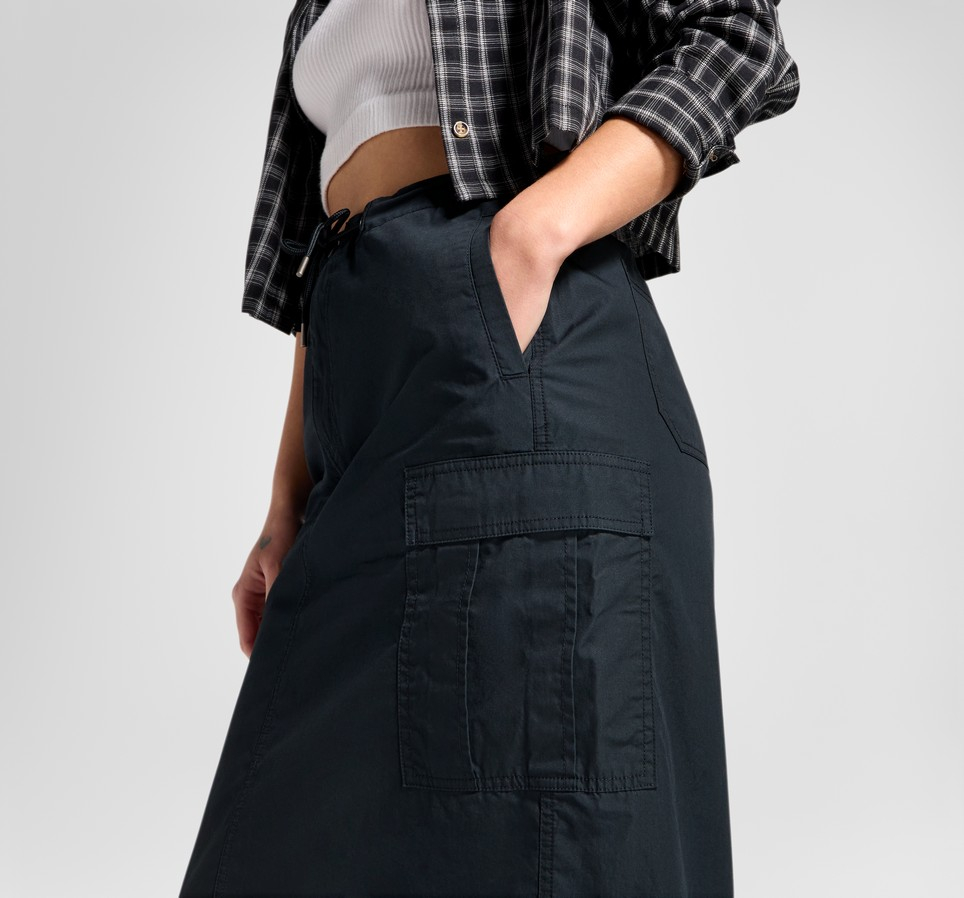 Long Woven Cargo Skirt