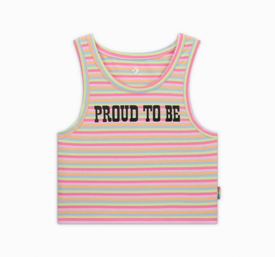 Proud To Be Cropped Tank Top in Stripes Aop