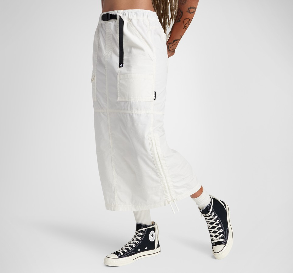 Long Woven Cargo Skirt