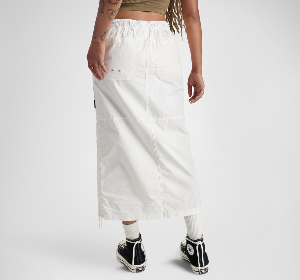 Long Woven Cargo Skirt