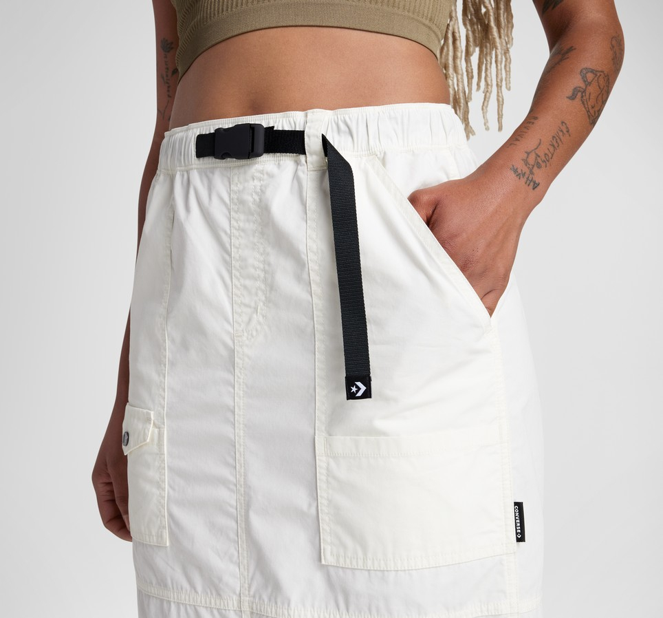 Long Woven Cargo Skirt