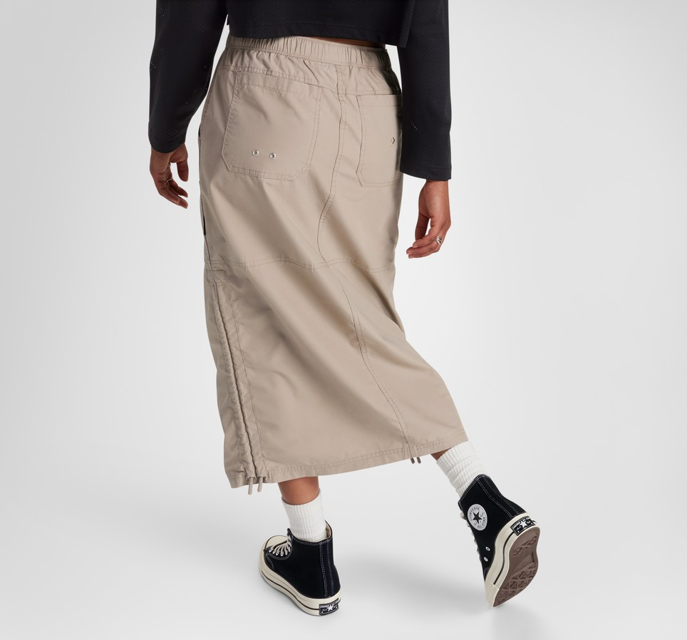 Long Woven Cargo Skirt