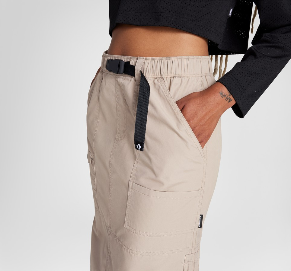 Long Woven Cargo Skirt