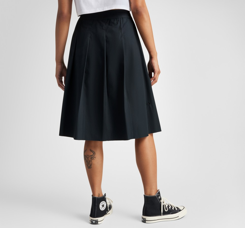 Pleated Crossover Midi Skirt