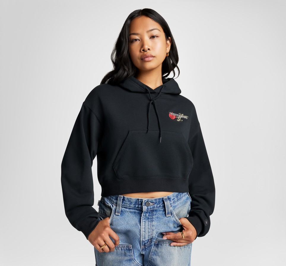 Thorned Rose Cropped Hoodie